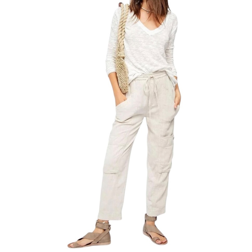 Free People Feelin Good Utility Pull On Pant in Natural Summer Women's‎ XS
